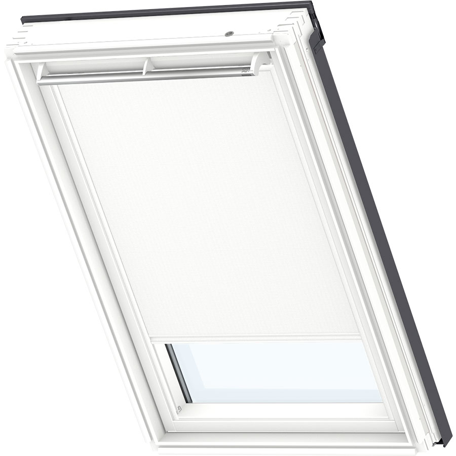 VELUX Vorteils-Set Hitzeschutz Plus DOP Manuell Uni Weiss/Schwarz 1025, FK08, GGU,Manuell,VELUX,weiße Schiene und Haltekrallen