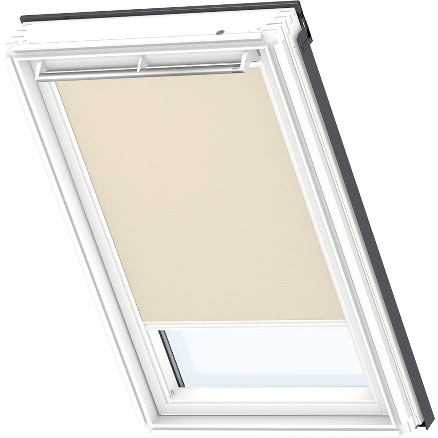 VELUX Verdunkelungsrollo Uni Beige 4556, CK06, GGU,Manuell,VELUX,weiße Schiene