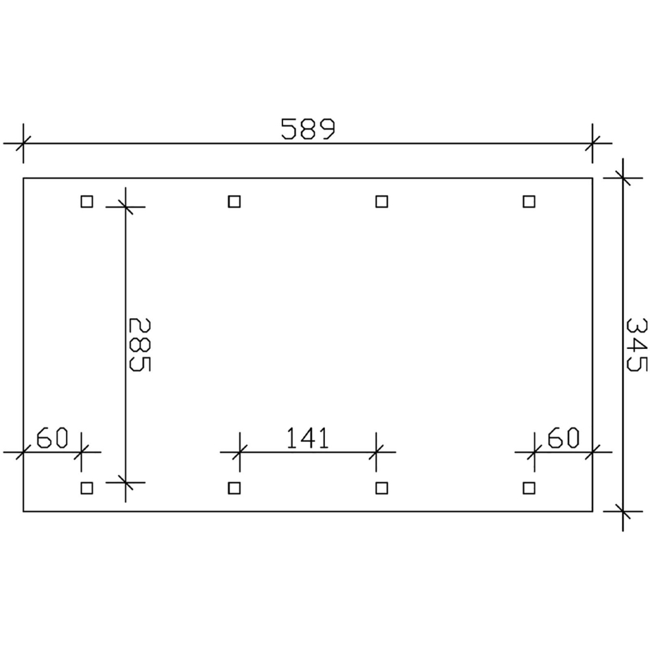 Skan Holz Einzelcarport Spreewald Imprägniert Unterstand, rote Dachblende, 345x589 cm