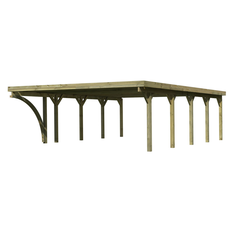 Karibu Doppelcarport Classic mit Rundbogen Unterstand, Stahl-Dachplatten, 1 Rundbogen,598x860 cm