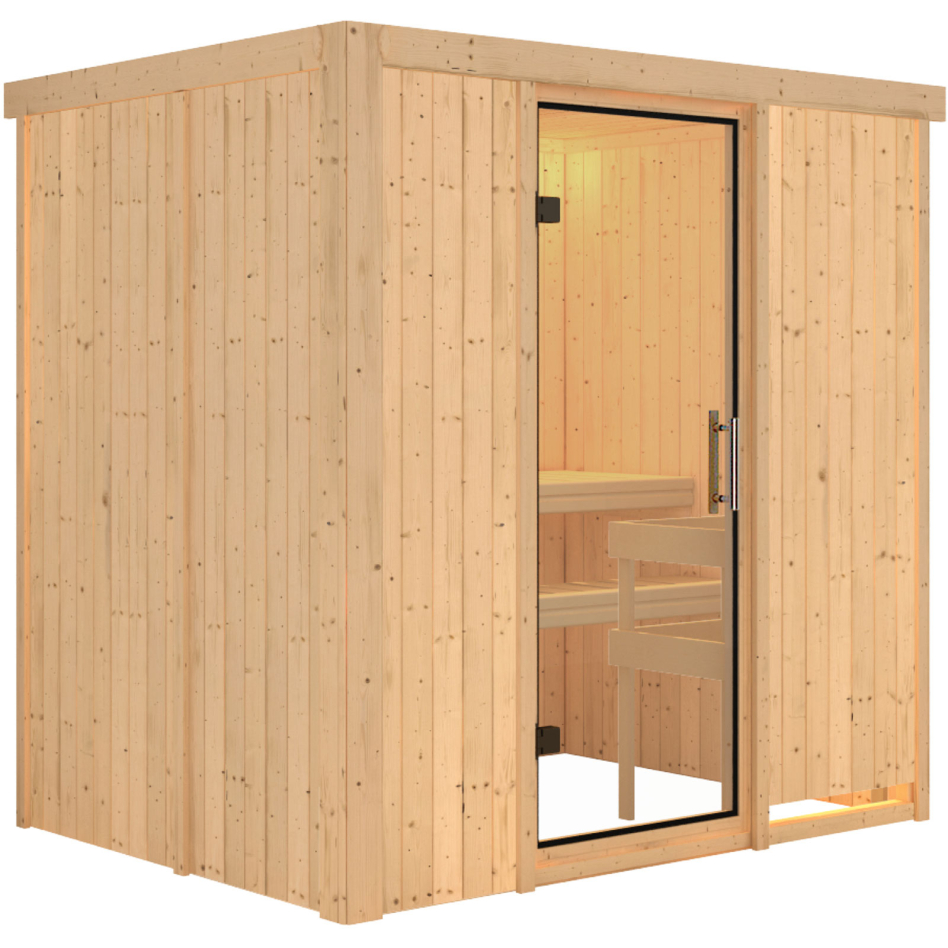 Karibu Sauna Fanja, sans poêle, Porte tout verre,sans corniche,vitrage claire