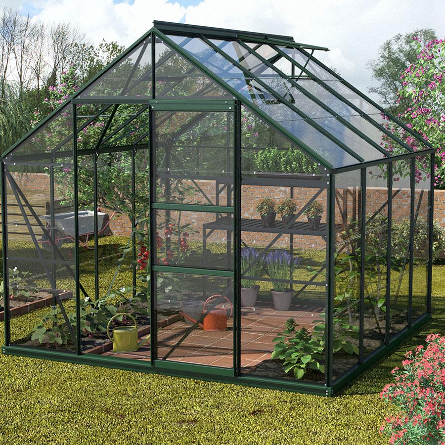 Vitavia Gewächshaus Merkur Tomatenhaus Smaragd, 3 mm, 258x257x232 cm (LxBxH),ESG (Einscheibensicherheitsglas, kristallklar)