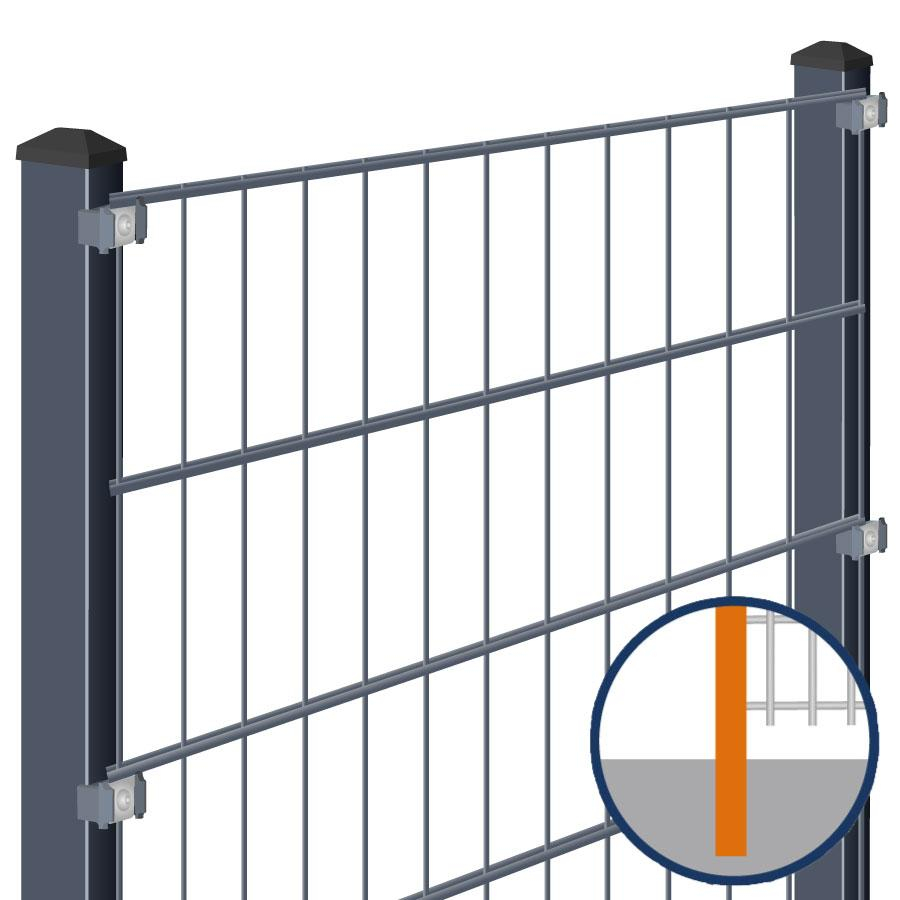 Doppelstabmattenzaun zum Einbetonieren Rundum-sorglos-Paket Anthrazit Komplettset, Halteplättchen, 1830 mm,45 m,6/5/6 mm,gerade