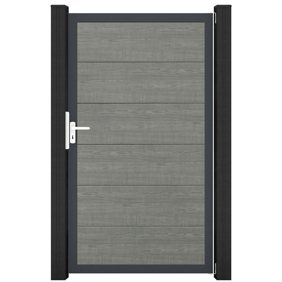 GroJa Einzeltor BasicLine PVC-Steckzaun Grey Ash Cut , Anthrazit DB 703