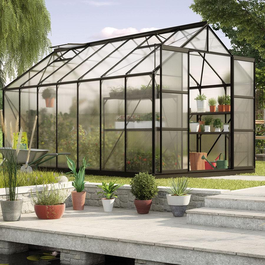 Vitavia Gewächshaus Uranus Tomatenhaus Schwarz, 6 mm, 445x257x248 cm (LxBxH),HKP (Hohlkammerplatten)