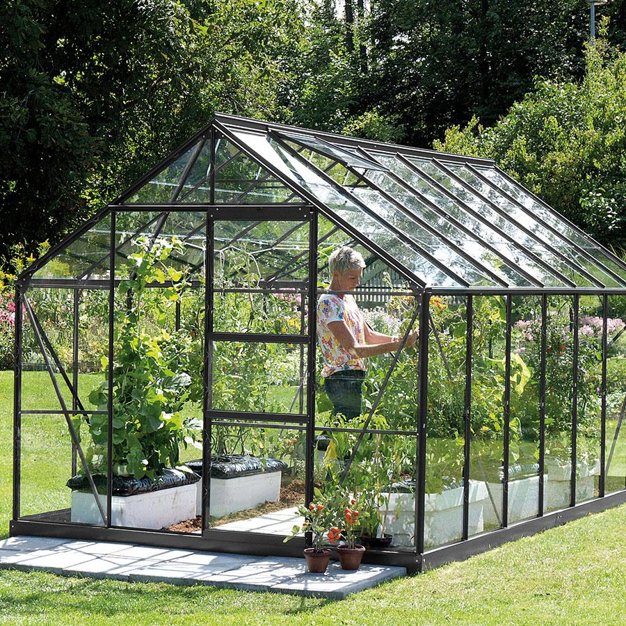 Vitavia Gewächshaus Merkur Tomatenhaus Schwarz, 3 mm, 445x257x232 cm (LxBxH),ESG (Einscheibensicherheitsglas, kristallklar)