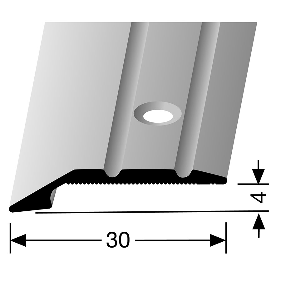PARKETTFREUND Anpassprofil eloxiert Edelstahloptik Schrauben und Dübel Übergangsschiene, 180 cm, 4 mm Image