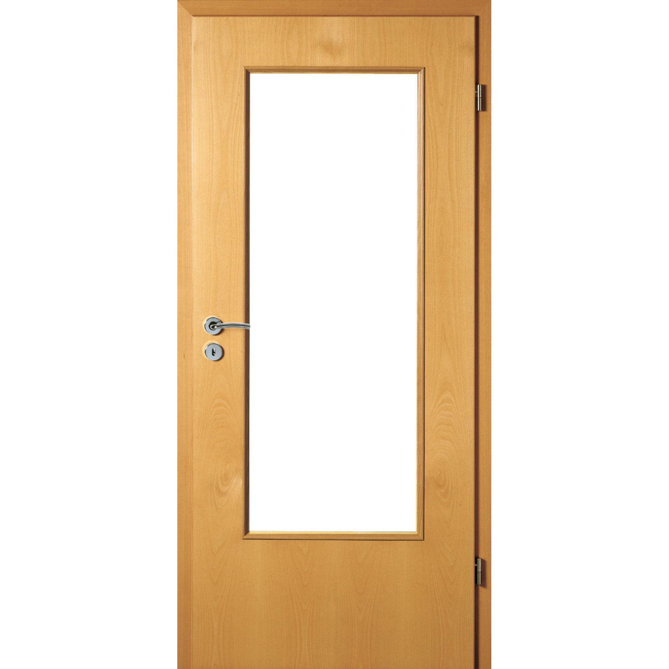 Kilsgaard Zimmertür mit Lichtausschnitt/Glas Buche Lamikor Typ 43/LA Rundkante, DIN Rechts, 735x2110 mm,ohne Verglasung