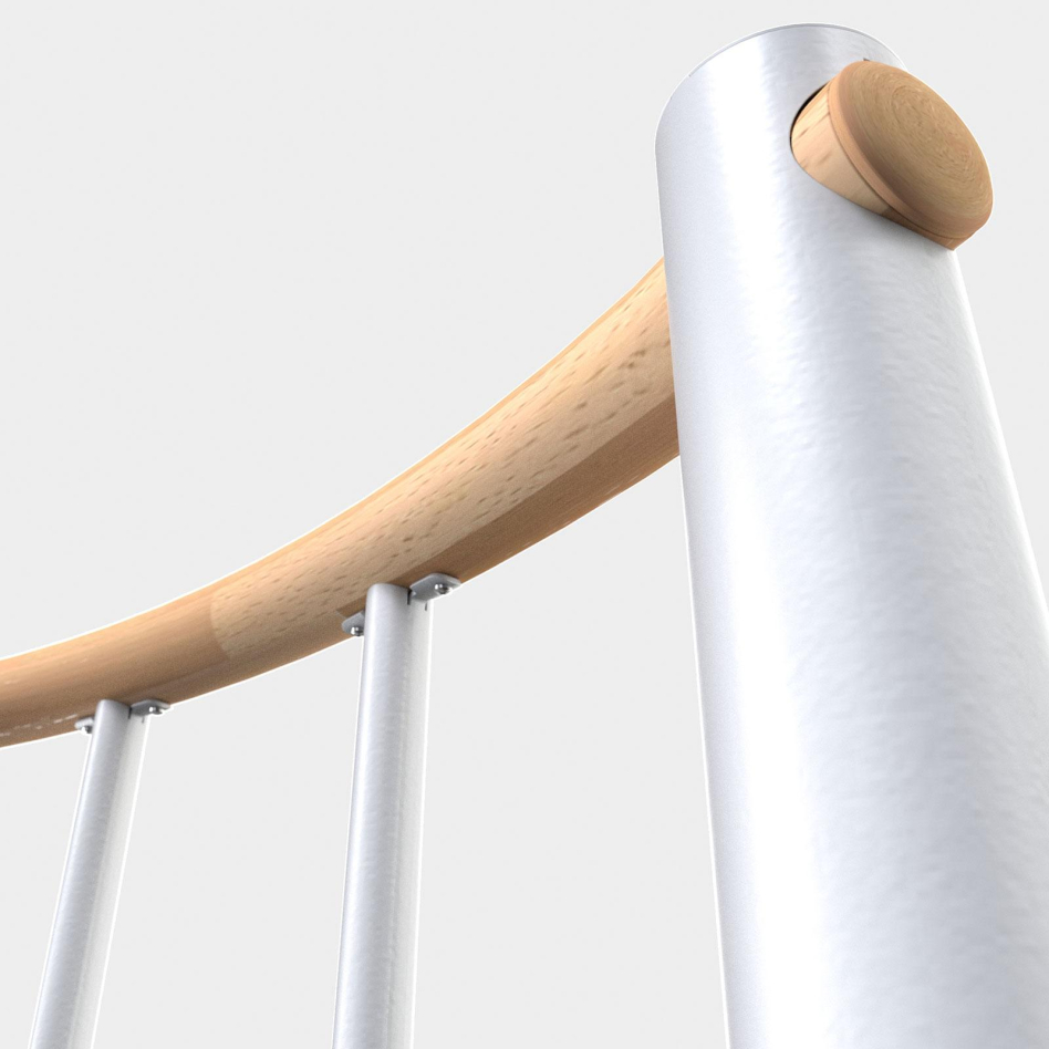 Minka Garde-corps blanc rond à barreaux inférieurs verticaux , 140 cm, Hêtre,laqué