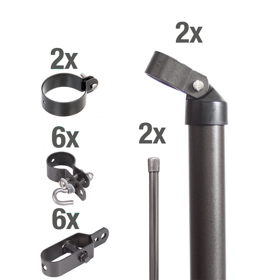 Alberts Zaunanschluss-Set für Wellengittertore an Maschendrahtzaun anthrazit-metallic, 100 cm, Einbetonieren