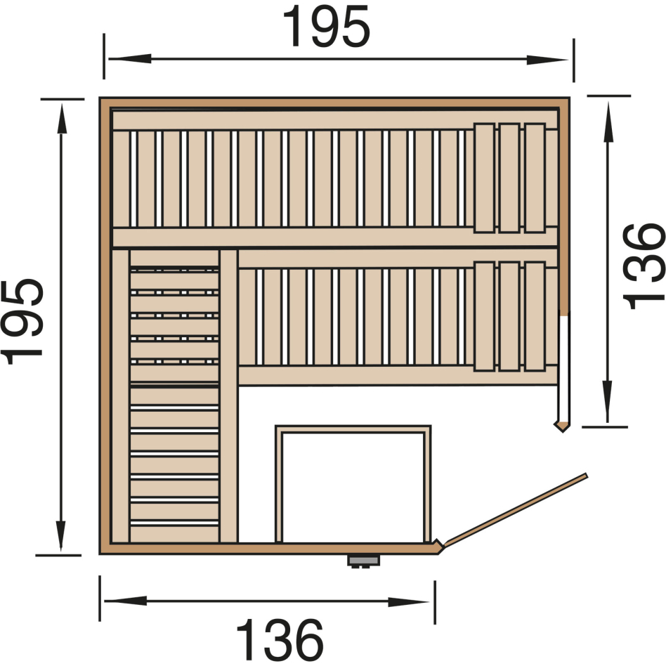 weka Designsauna Ecksauna KEMI Fichte, Glastür & Fensterelement, 195x195 cm