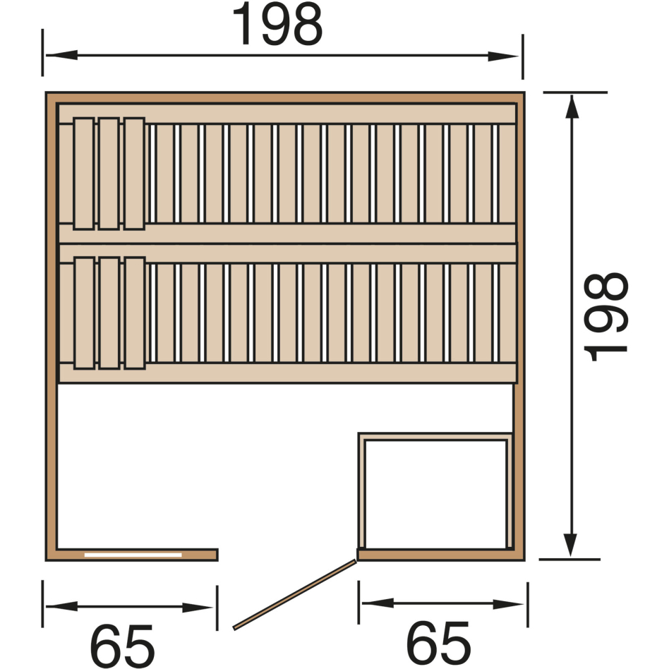 weka Sauna Massivholzsauna BERGEN Premium, Glastür & Fensterelement, 198x198 cm