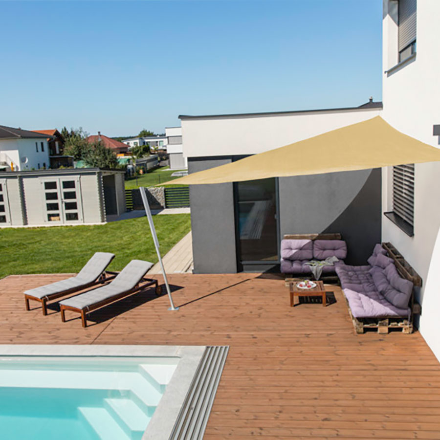 Windhager Sonnensegel CAPRI champagne Sonnenschutz, 4x4x4 m, Dreieck
