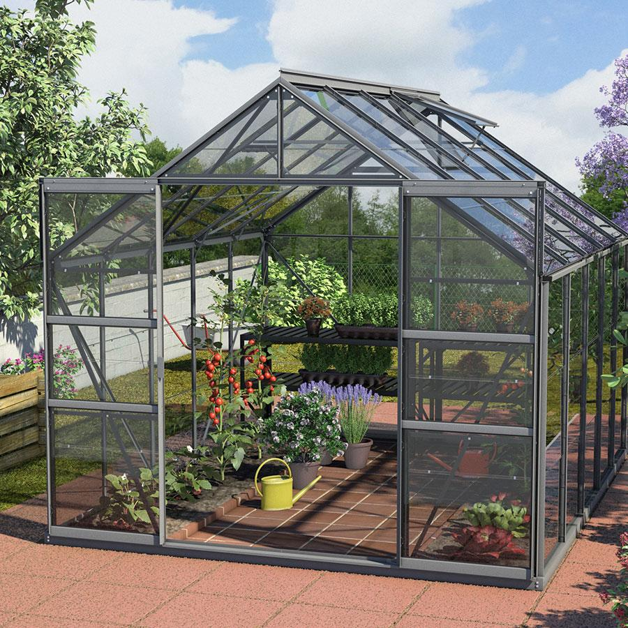 Vitavia Gewächshaus Mars Tomatenhaus Schwarz, 3 mm, 321x257x232 cm (LxBxH),ESG (Einscheibensicherheitsglas, kristallklar)