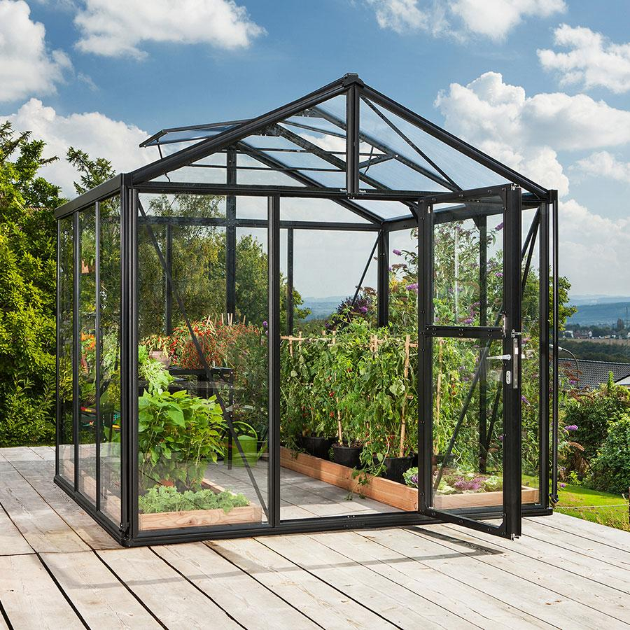Vitavia Gewächshaus Zeus Tomatenhaus Schwarz Kombiverglasung, 242x258x250 cm (LxBxH)