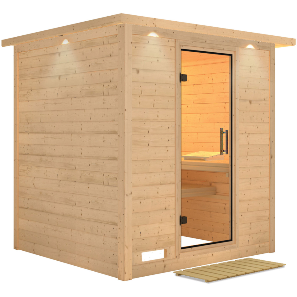 Karibu Sauna Mojave, sans poêle, avec costière de toiture,Porte tout verre,vitrage claire