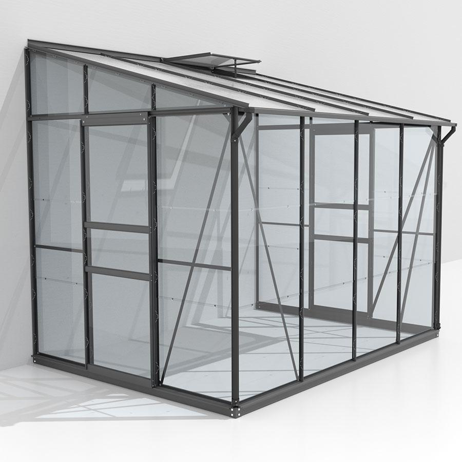 Vitavia Anlehngewächshaus Osiris Tomatenhaus Kombiverglasung Schwarz, 201x262x221 cm (LxBxH)
