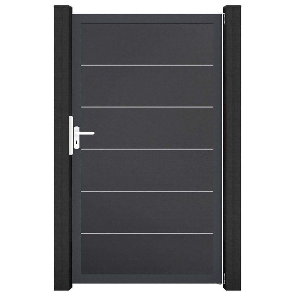 GroJa Einzeltor BasicLine Premium PVC-Steckzaun Anthrazit , Anthrazit DB 703