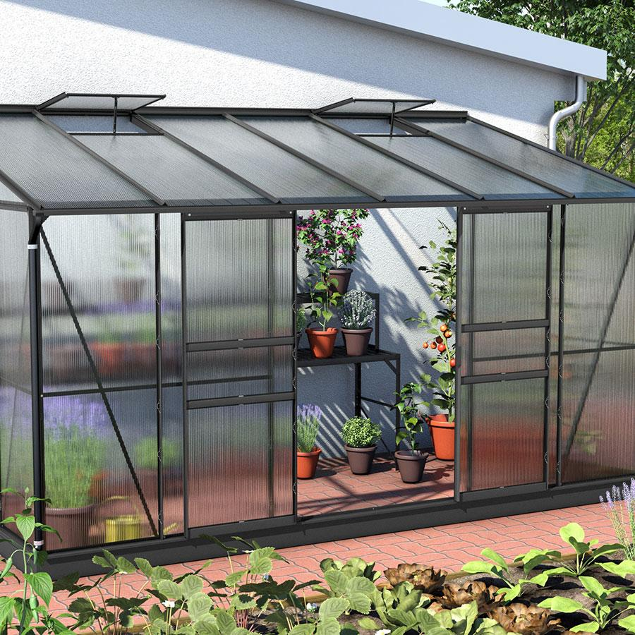 Vitavia Anlehngewächshaus Osiris Tomatenhaus Schwarz, 6 mm, 201x387x221 cm (LxBxH)