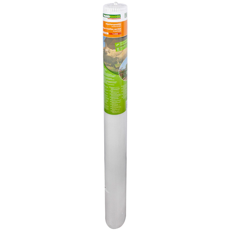 Tissu à mailles blanc plastique Windhager 1x3 m, 5x5 mm
