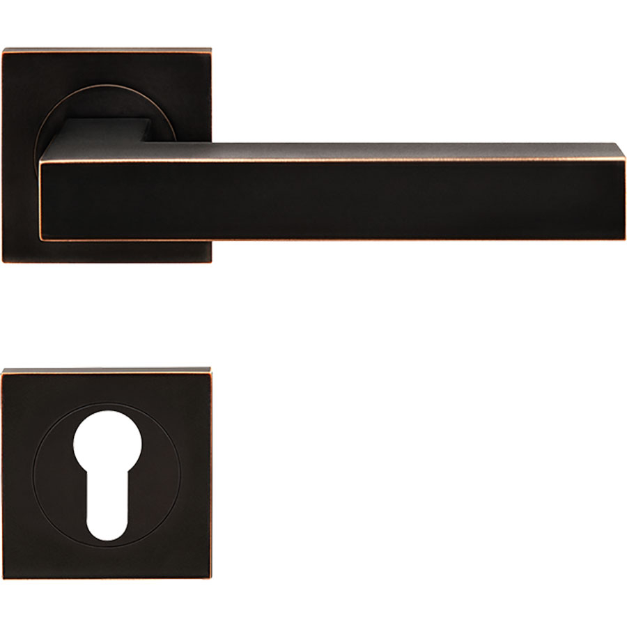 Karcher Türgriff-Garnitur Seattle ER46Q Antik Bronzeoptik Türklinke, Profilzylinder Image