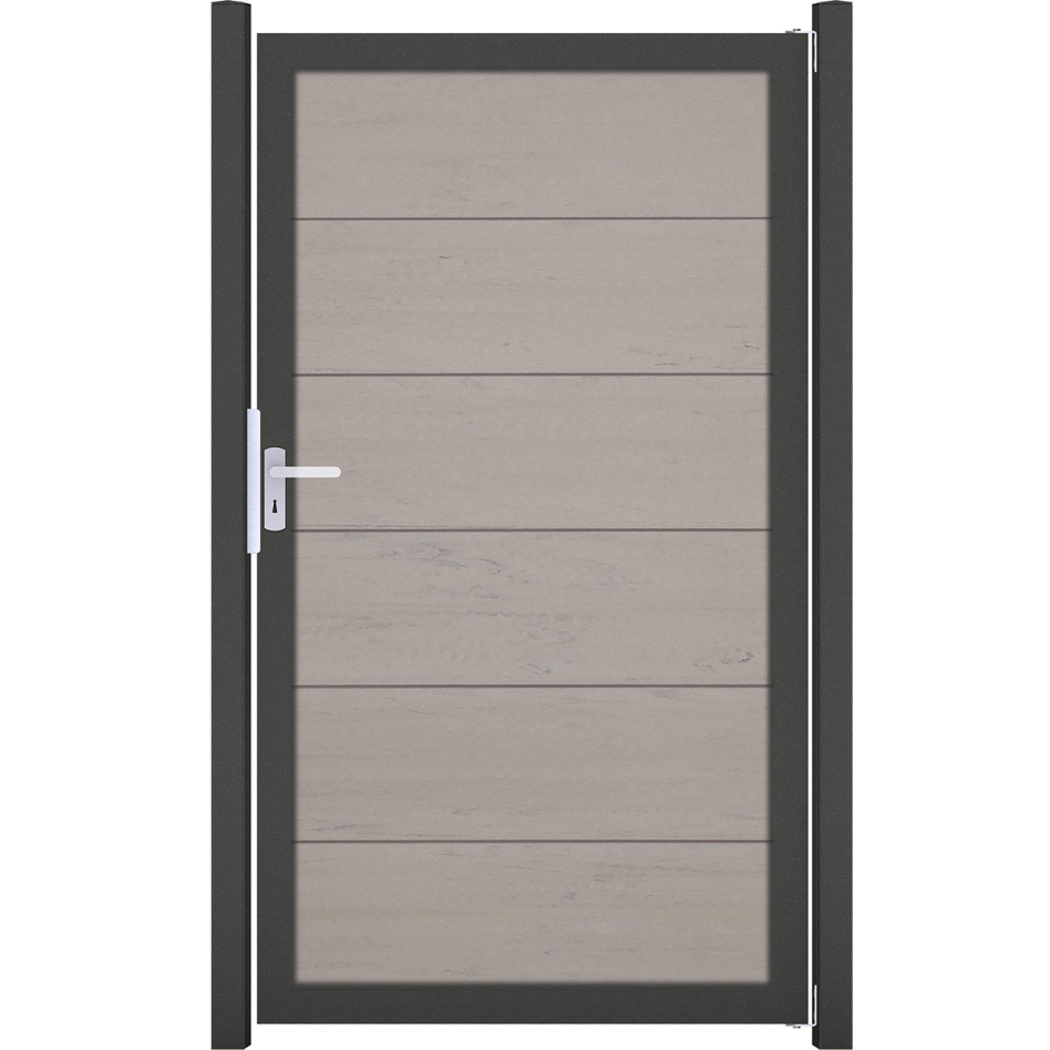 Portillon GroJa Viento pour clôture occultante bi-color sand, anthracite DB 703