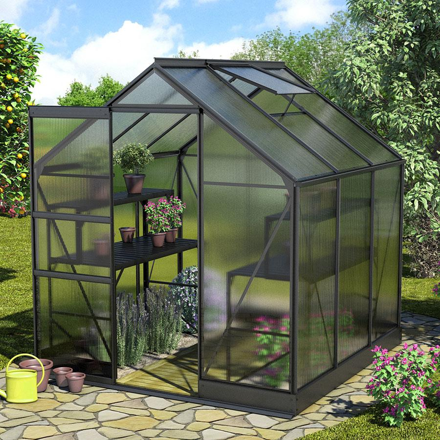 Vitavia Gewächshaus Apollo Tomatenhaus Schwarz, 6 mm, 199x195x207 cm (LxBxH)