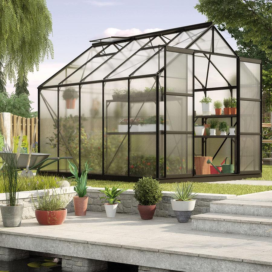 Vitavia Gewächshaus Uranus Tomatenhaus Schwarz, 6 mm, 321x257x248 cm (LxBxH),HKP (Hohlkammerplatten)
