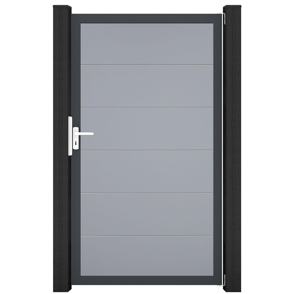 GroJa Einzeltor BasicLine PVC-Steckzaun Silbergrau , Anthrazit DB 703