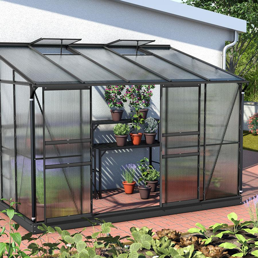 Vitavia Anlehngewächshaus Osiris Tomatenhaus Schwarz, 6 mm, 201x324x221 cm (LxBxH)