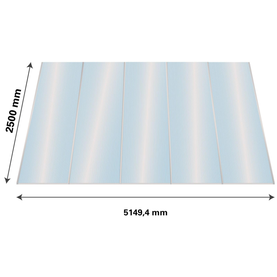 Lexan Thermoclear Plus Stegplatten Sets Polycarbonatplatte klar 16 mm, 2,5 m, 5,15 m,980 mm breite Stegplatten