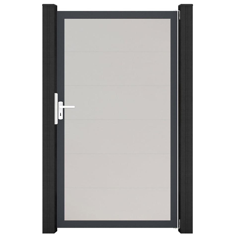 GroJa Einzeltor BasicLine PVC-Steckzaun Weiß , Anthrazit DB 703