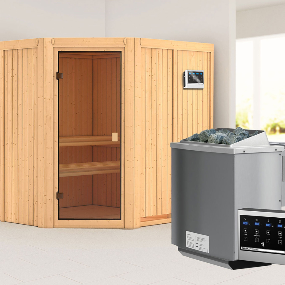 Sauna Karibu Woodfeeling Kotka, 9 kW cmd ext. Easy Bio