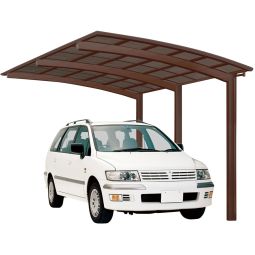XIMAX Aluminium Carport Portoforte Mattbraun Unterstand verschiedene Varianten, freitragender Einzelcarport mit Runddach