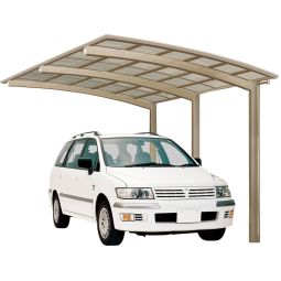 XIMAX Aluminium Carport Portoforte Edelstahl Optik Unterstand verschiedene Varianten, freitragender Einzelcarport mit Runddach