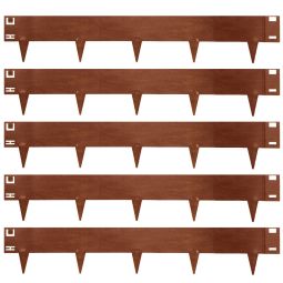 Wellker Rasenkante Metall Cortenstahl Rost Beeteinfassung 15 cm hoch witterungsfester Stahl mit Rostpatina, 5 Stück je Pack