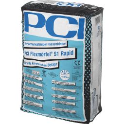 PCI Flexmörtel S1 Rapid Verformungsfähiger Fliesenkleber Grau schnelle Aushärtung, für Innen und Außen / Boden und Wand geeignet