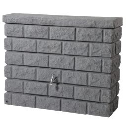 GRAF Regentonne Rocky, Wandtank, darkgranite Täuschend echte Steinnoptik, UV-stabil und witterungsbeständig, 400 L Inhalt