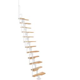 Minka Mittelholmtreppe Twister Buche weiß Raumspartreppe inkl. Metallgeländer, bis Geschosshöhe 294 cm