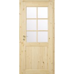 Kilsgaard Zimmertür Holz mit Glas Typ 02/SP6 - SP9 Kiefer unbehandelt massives Kiefernholz, verschiedene Glaseinsätze wählbar