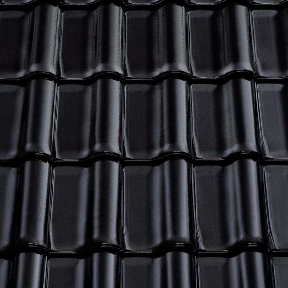 BRAAS Rubin 11V Seidenmatt tiefschwarz glasiert Dachziegel