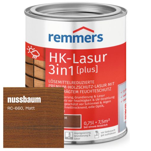 Remmers HK-Lasur 3in1 plus nussbaum 2