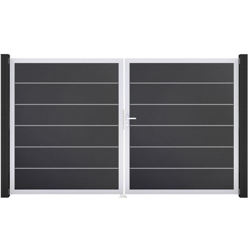 GroJa Doppeltor BasicLine Premium PVC-Steckzaun 2