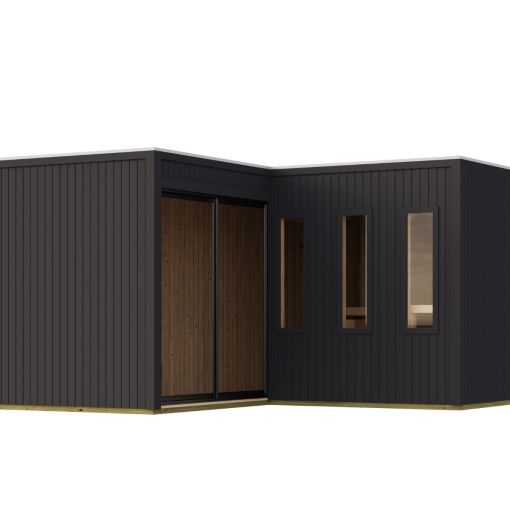 Karibu Woodfeeling Saunahaus Paradise schwarz 2