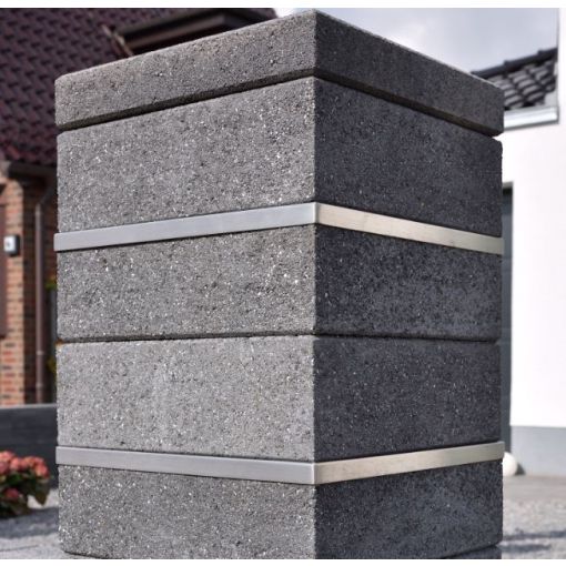 WESERWABEN Gartenmauer Trend-Line Pfeilerelement Edelstahlrahmen 2