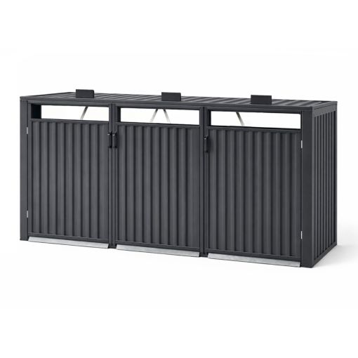Wellker Mülltonnenbox 3er Metall anthrazit 2