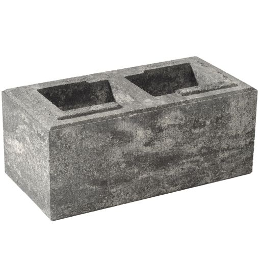 WESERWABEN Gartenmauer Vario-Line Mauerstein Anthrazit-Weiß 2