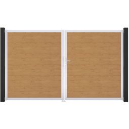 GroJa Doppeltor BasicLine PVC-Steckzaun Asteiche 4