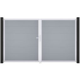 GroJa Doppeltor BasicLine PVC-Steckzaun Silbergrau 5