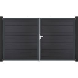 GroJa Doppeltor Solid Steckzaun Anthrazitgrau 3